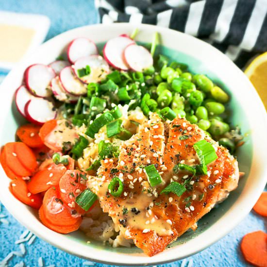 salmon rice bowl
