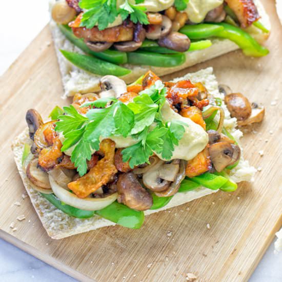 Vegan Philly Cheese Steak sandwich