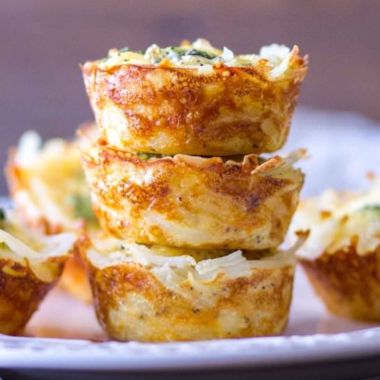 Hash Brown Crusted Quiche Cups