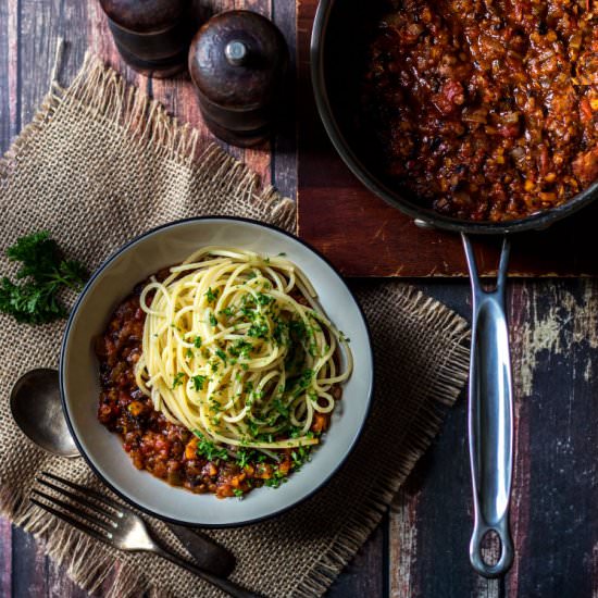 Vegan spaghetti bolognese