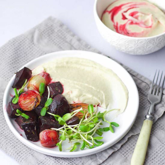 Celery root puree with roasted beet