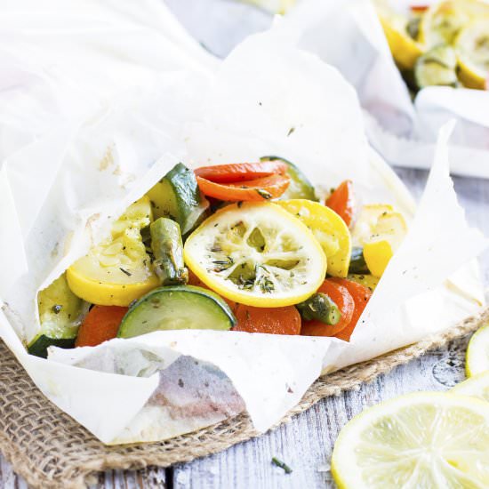 Mixed Vegetables in Parchment Paper