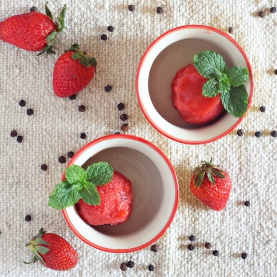Strawberry Pepper Orange Sorbet