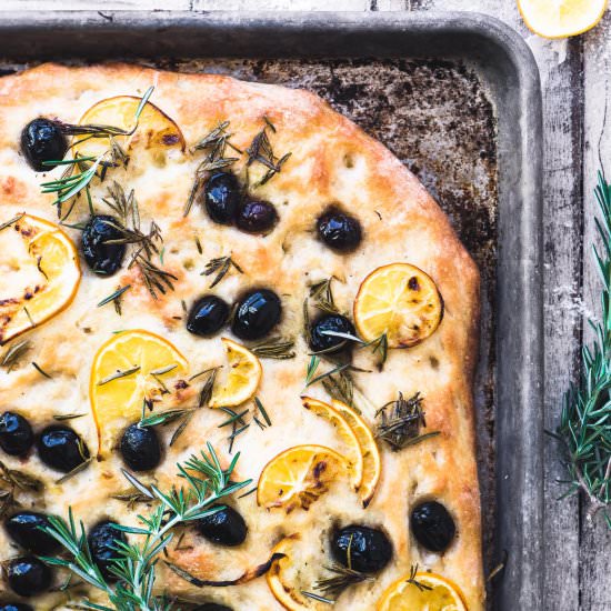 Meyer Lemon and Olive Focaccia