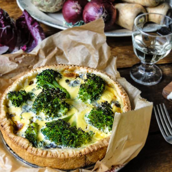 broccoli & roquefort quiche
