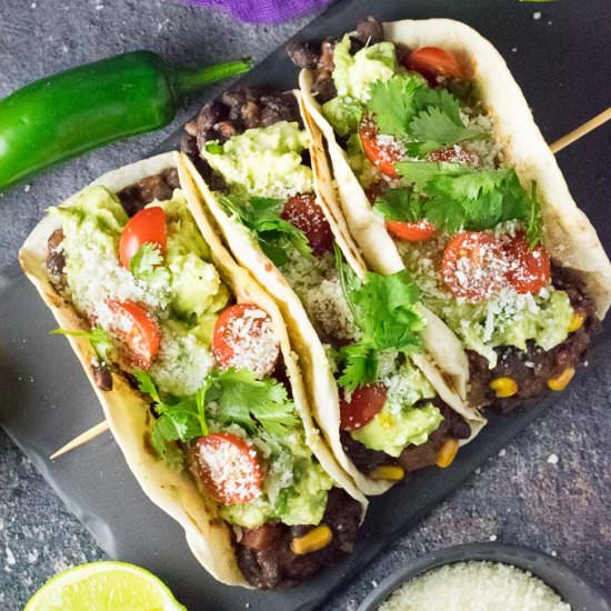 Black Bean Tacos with Guacamole