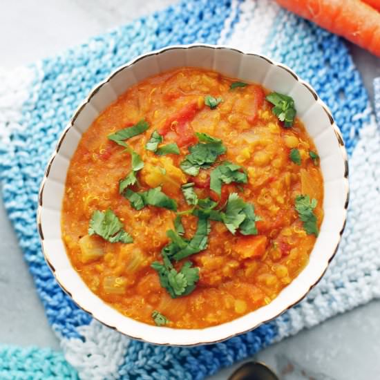 Red Lentil Quinoa Vegetable Soup