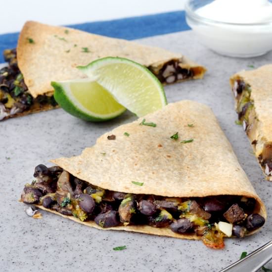 Mushroom Black Bean Quesadillas