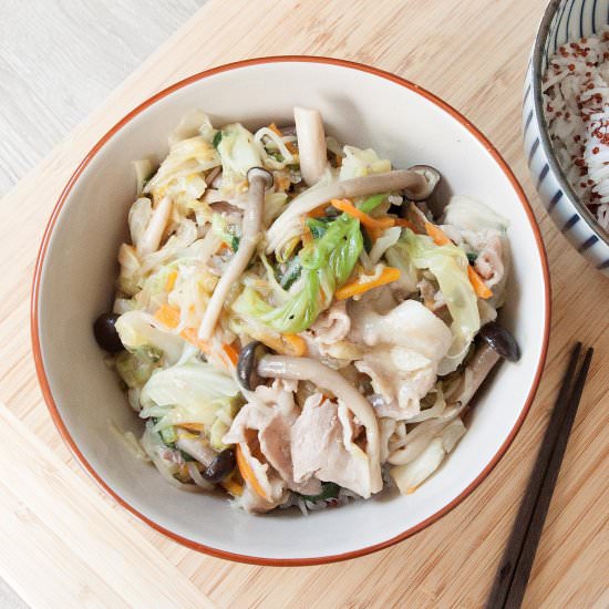 Vegetable and Pork Rice Bowl