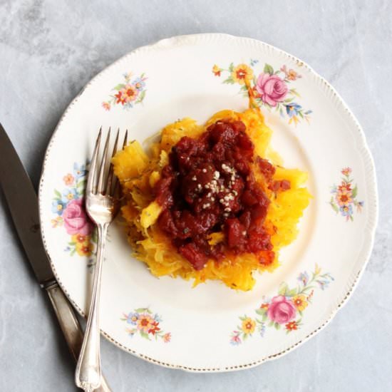 Spaghetti squash & red wine sauce