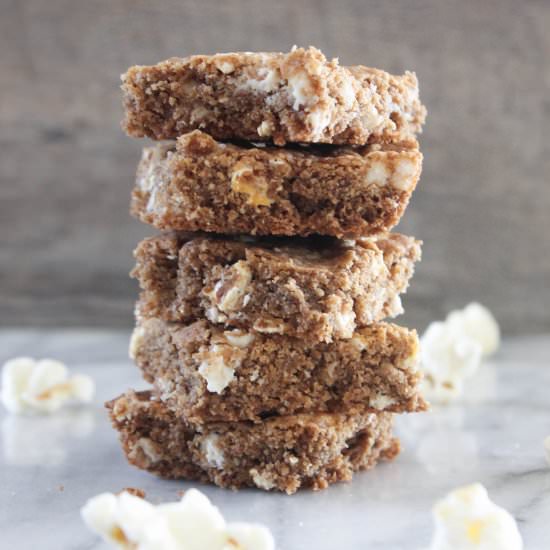 Popcorn white chocolate chip bars