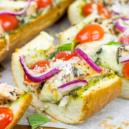 Pesto French Bread Pizza w/ Chicken