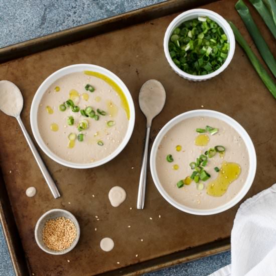 Creamy miso roasted mushroom soup