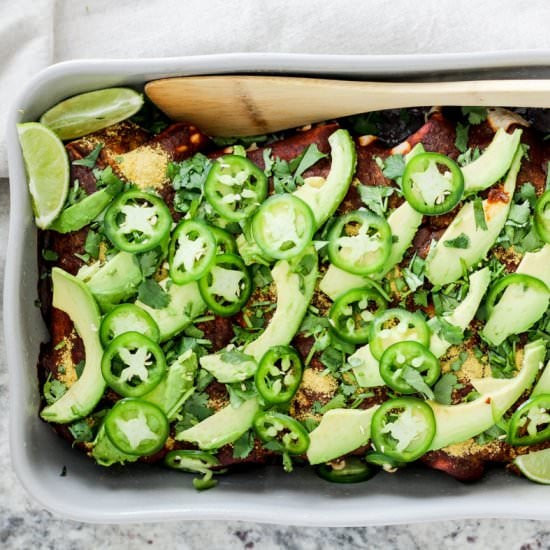Spinach Mushroom Walnut Enchiladas