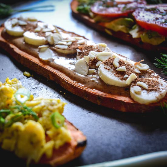 sweet potato toast 3 ways