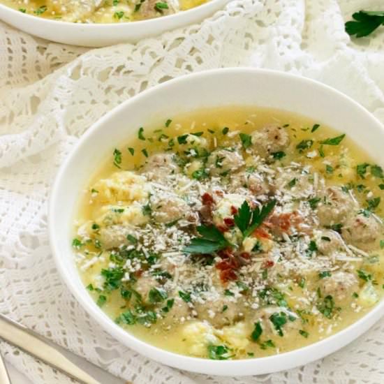 Mini Meatball Stracciatella Soup