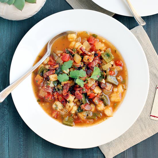 Hominy Stew with Bacon and Poblanos