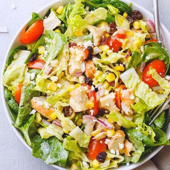Spinach Corn Feta Chicken Salad