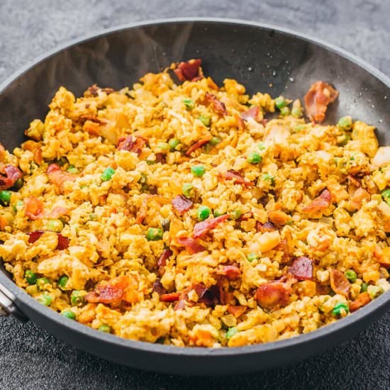 Bacon Kimchi Cauliflower Fried Rice