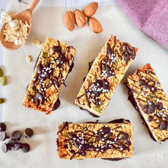 Tahini Chocolate Granola Bars