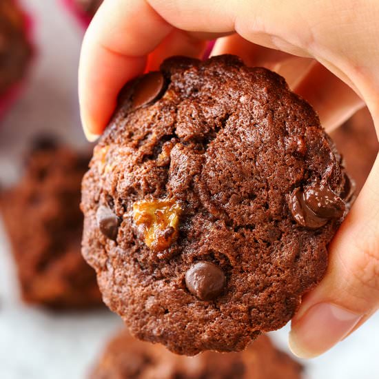 double chocolate banana muffins