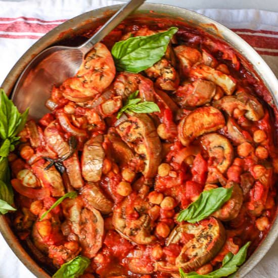 Baked Eggplant Chickpea Skillet