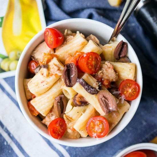Pressure Cooker Tuna Olive Rigatoni