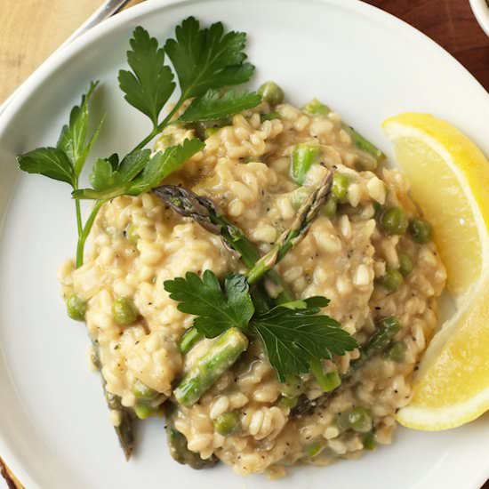Vegan Risotto with Asparagus & Peas