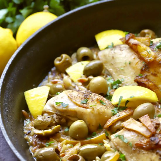 Skillet Chicken with Lemon & Olives