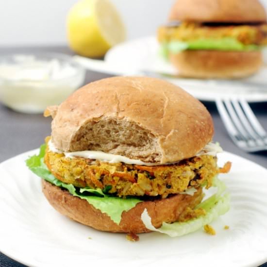 Moroccan Chickpea Carrot Burgers