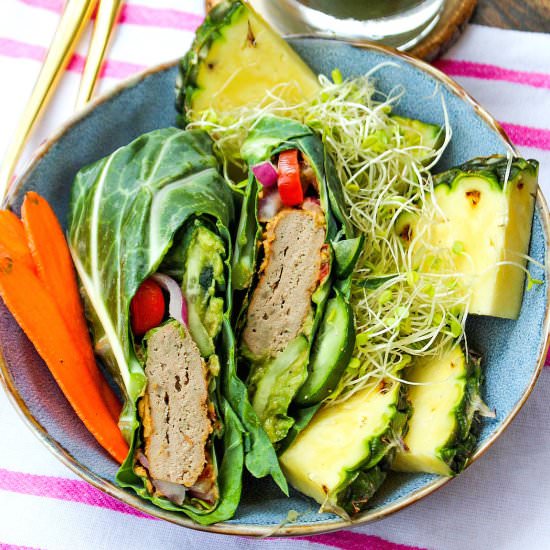 Collard Green Turkey Burgers Wraps