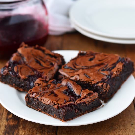 raspberry swirled brownies