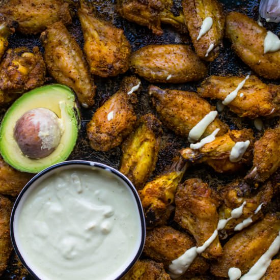 Dry Rub Wings with Garlic Sauce