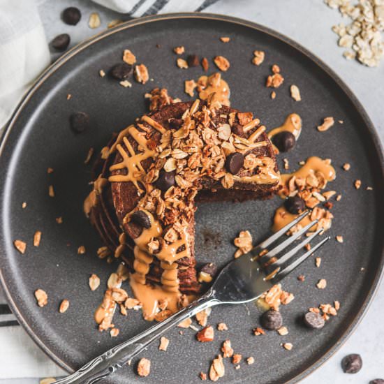 Chocolate Banana Oat Pancakes