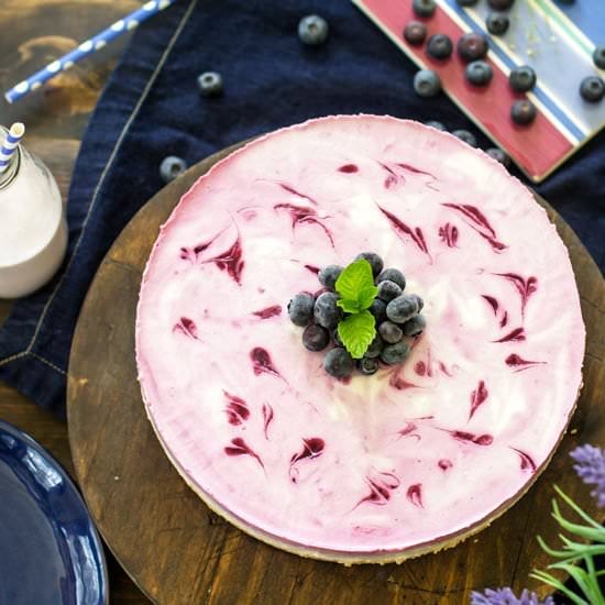 No-Bake Kefir Blueberry Cheesecake