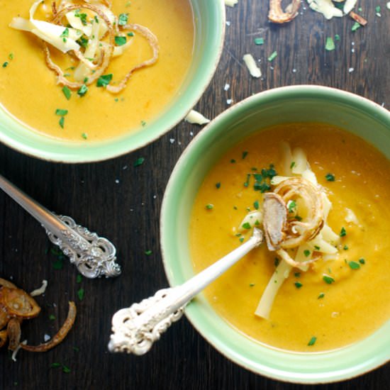 Cheesy Sweet Potato Soup