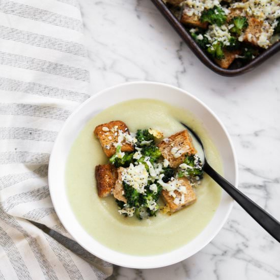 Broccoli Soup + Everything Croutons