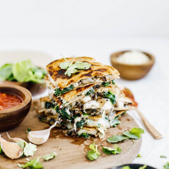 Spinach and Mushroom Quesadillas