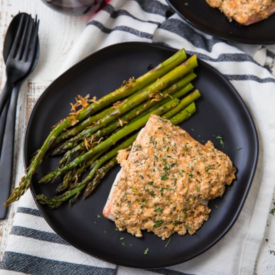 Garlic Parmesan Salmon & Asparagus