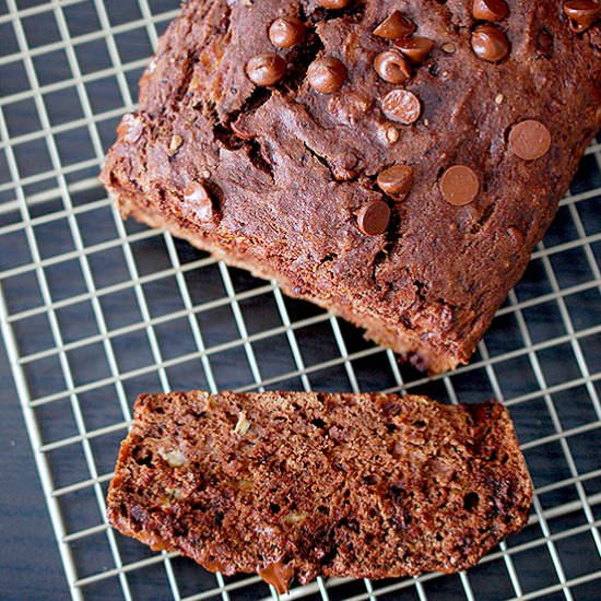 Whole wheat chocolate banana bread