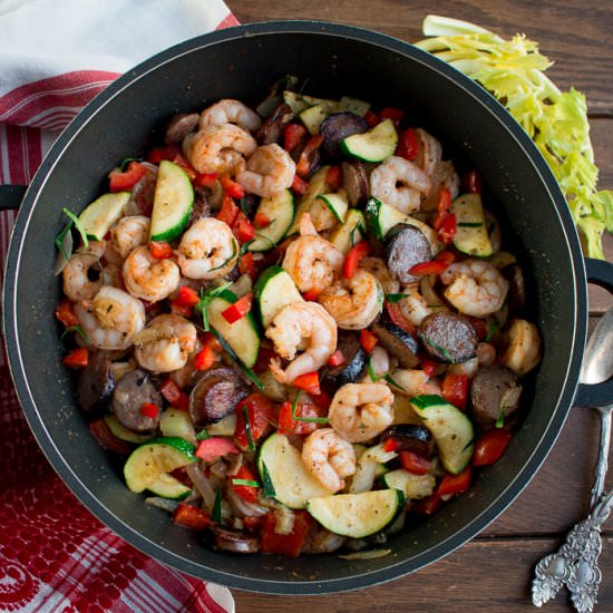 Low Carb Shrimp and Sausage Skillet