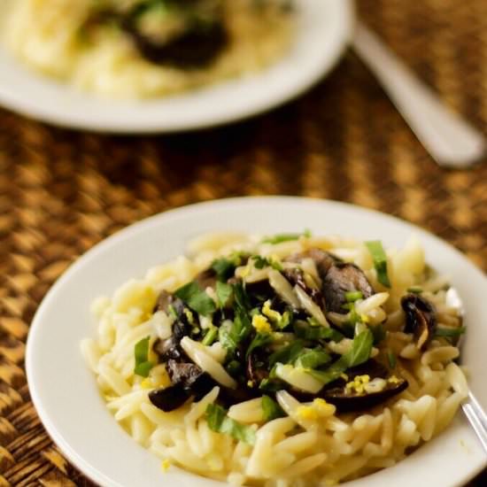 Orzo Pasta with Lemon Mushrooms