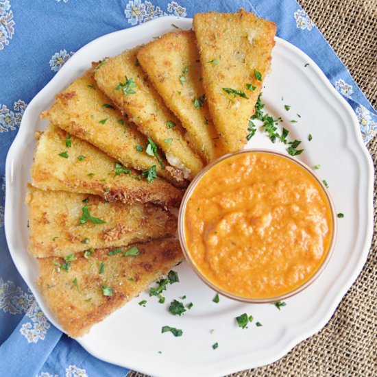 Fried Manchego Cheese with Romesco