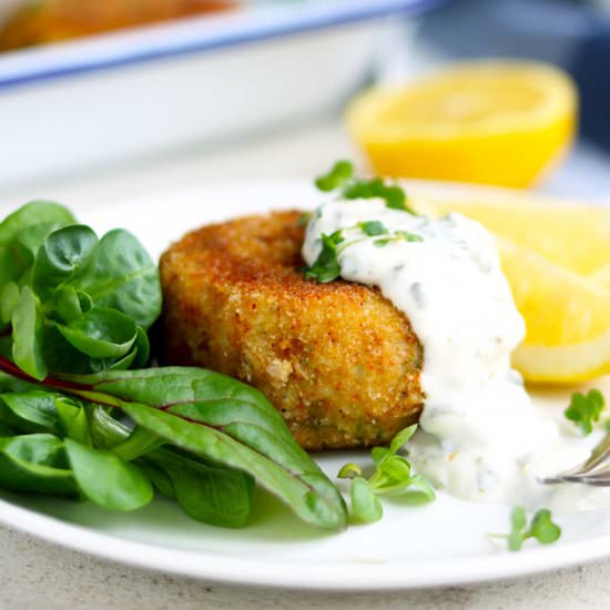 Fish Cake with Lemon Tartare Sauce