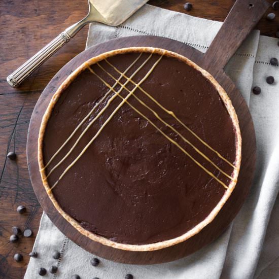 Chocolate and peanut butter tart