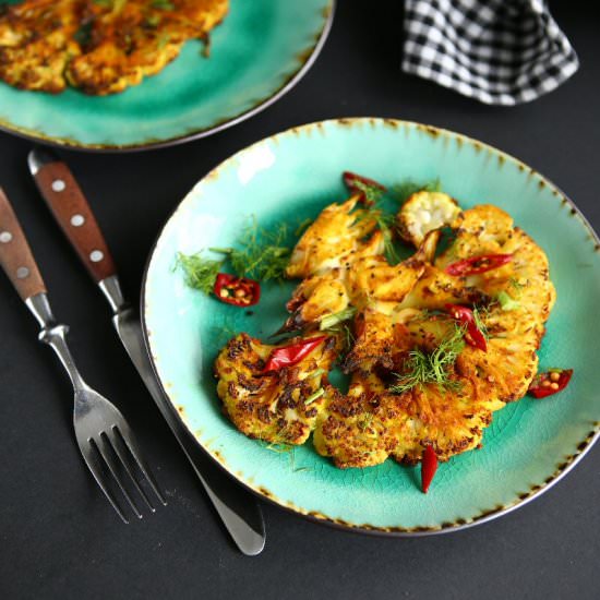 V, GF  Turmeric Cauliflower Steaks