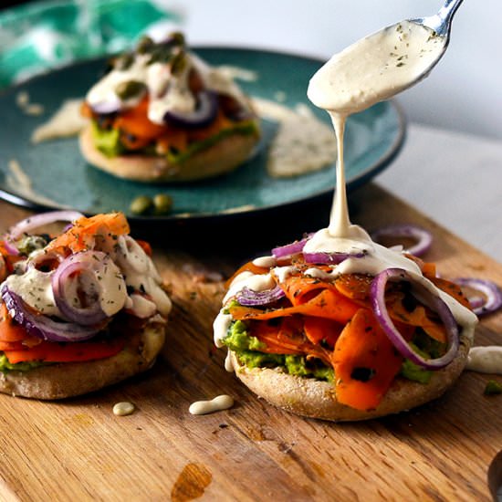Carrot “Lox”, Avo & Cashew Cream