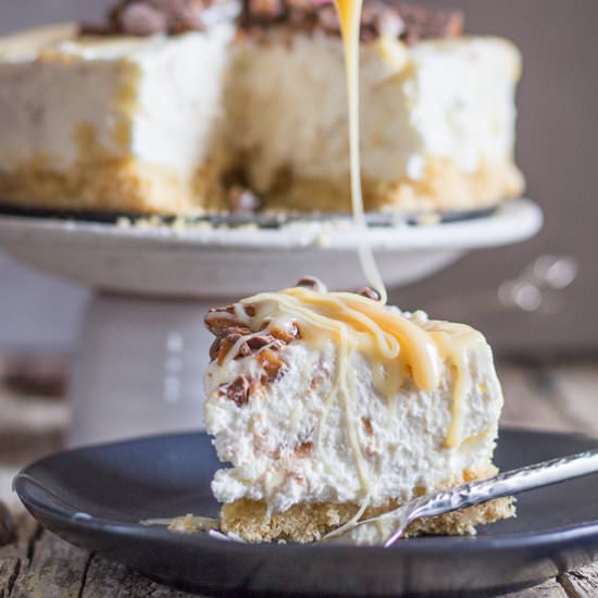 No Bake Caramel Skor Cheesecake