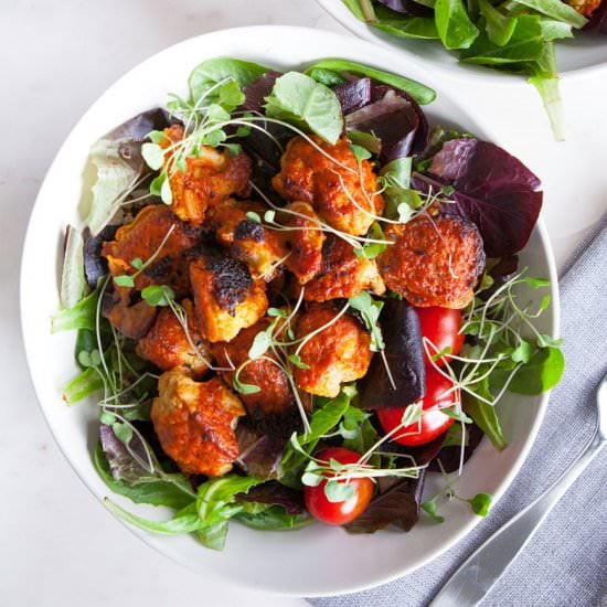 Cauliflower Wings & Greens Salad