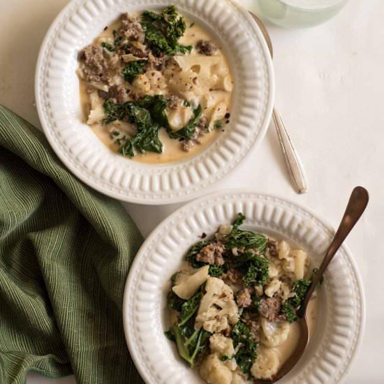 Healthy Sausage-Cauli-Kale Soup